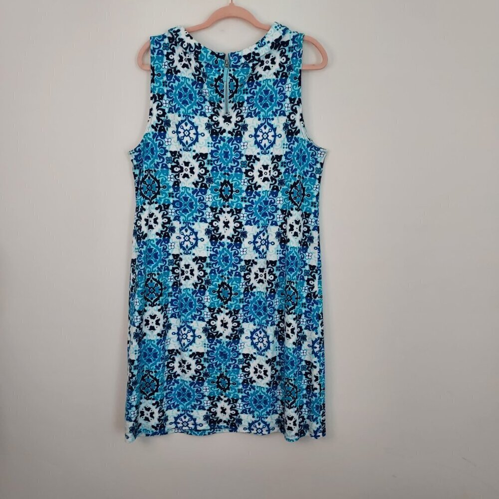 Talbots Audrey-Neck Medallion Tile Interlock Sleeveless Shift Dress Size XLG - Picture 5 of 11